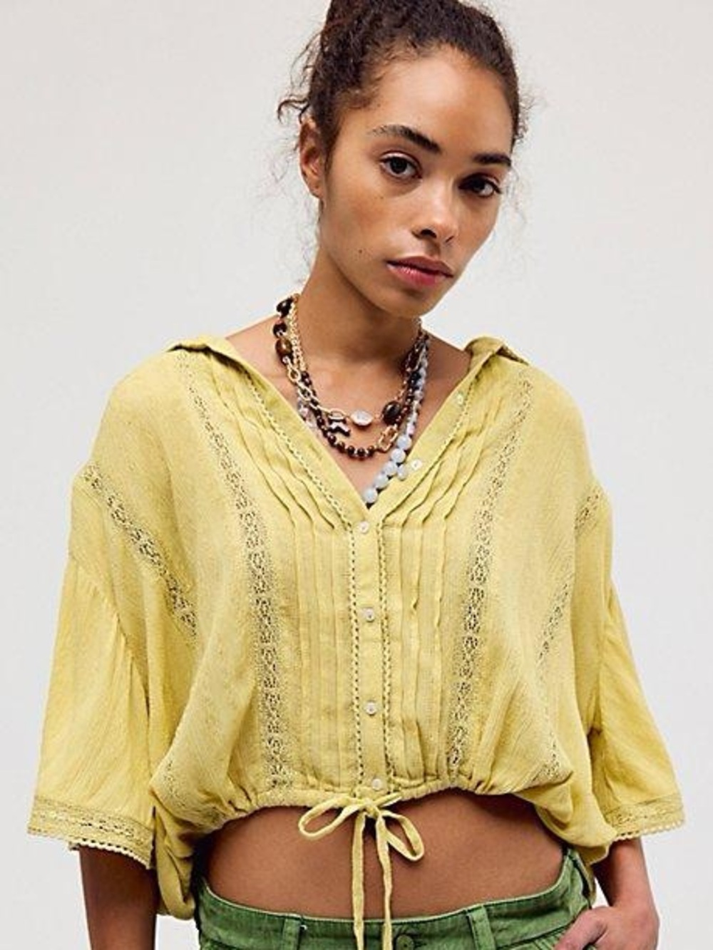 NWT FREE PEOPLE Rainy Days Blouse | Dusted Palm MSRP $128 Size S Oversized